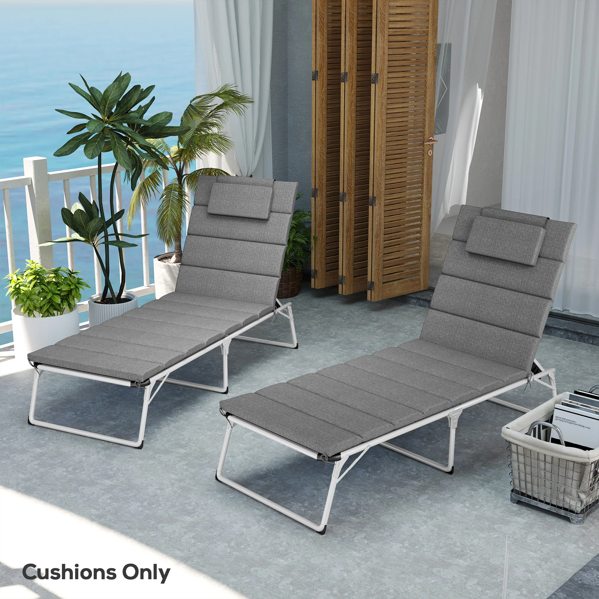 80" x 26" Chaise Lounge Cushion Set, UPF50+ Olefin, Charcoal Gray - Image 4