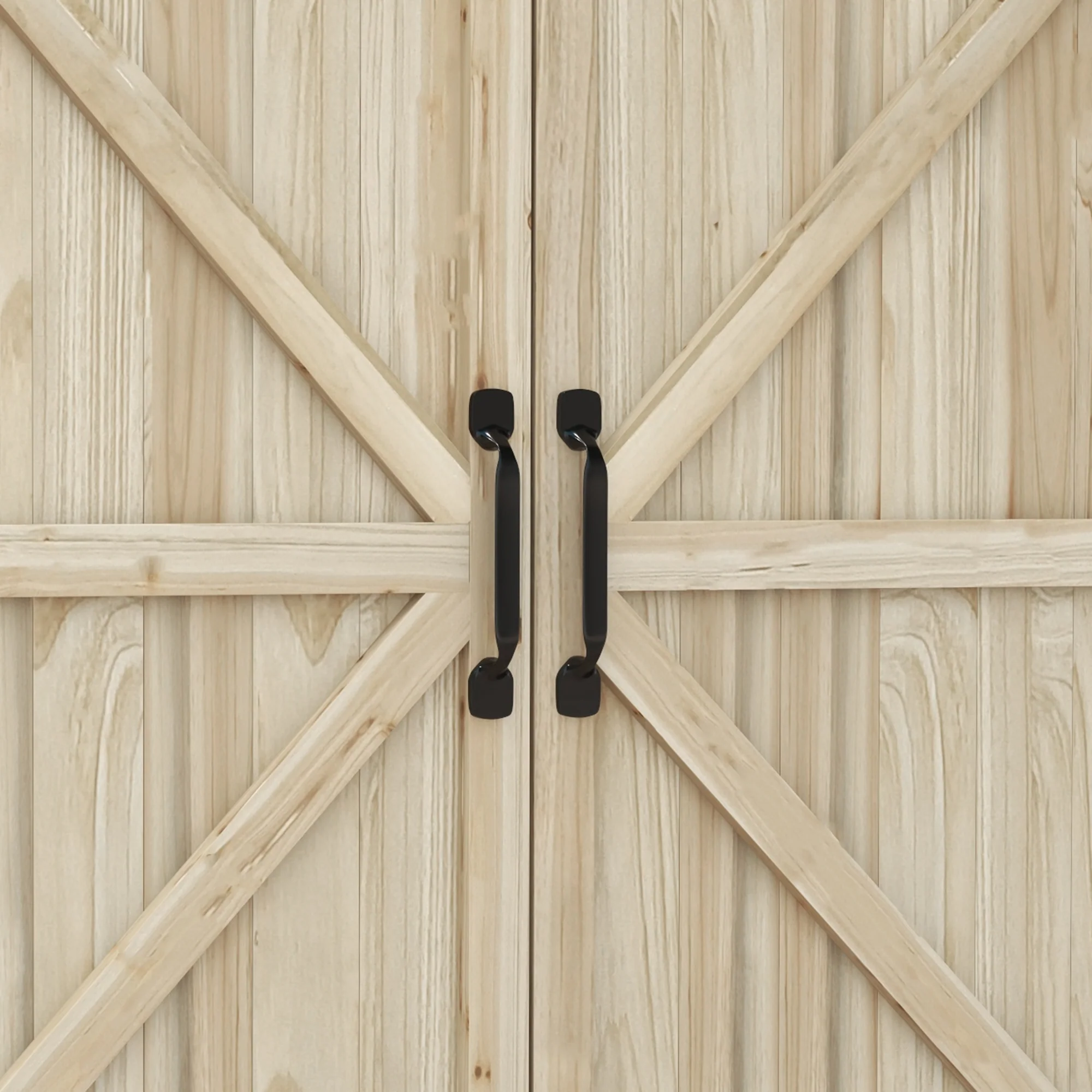 Outdoor Potting Bench Table with Storage Cabinet, Aluminum Tabletop, Rubber Wheels, Natural - Image 11