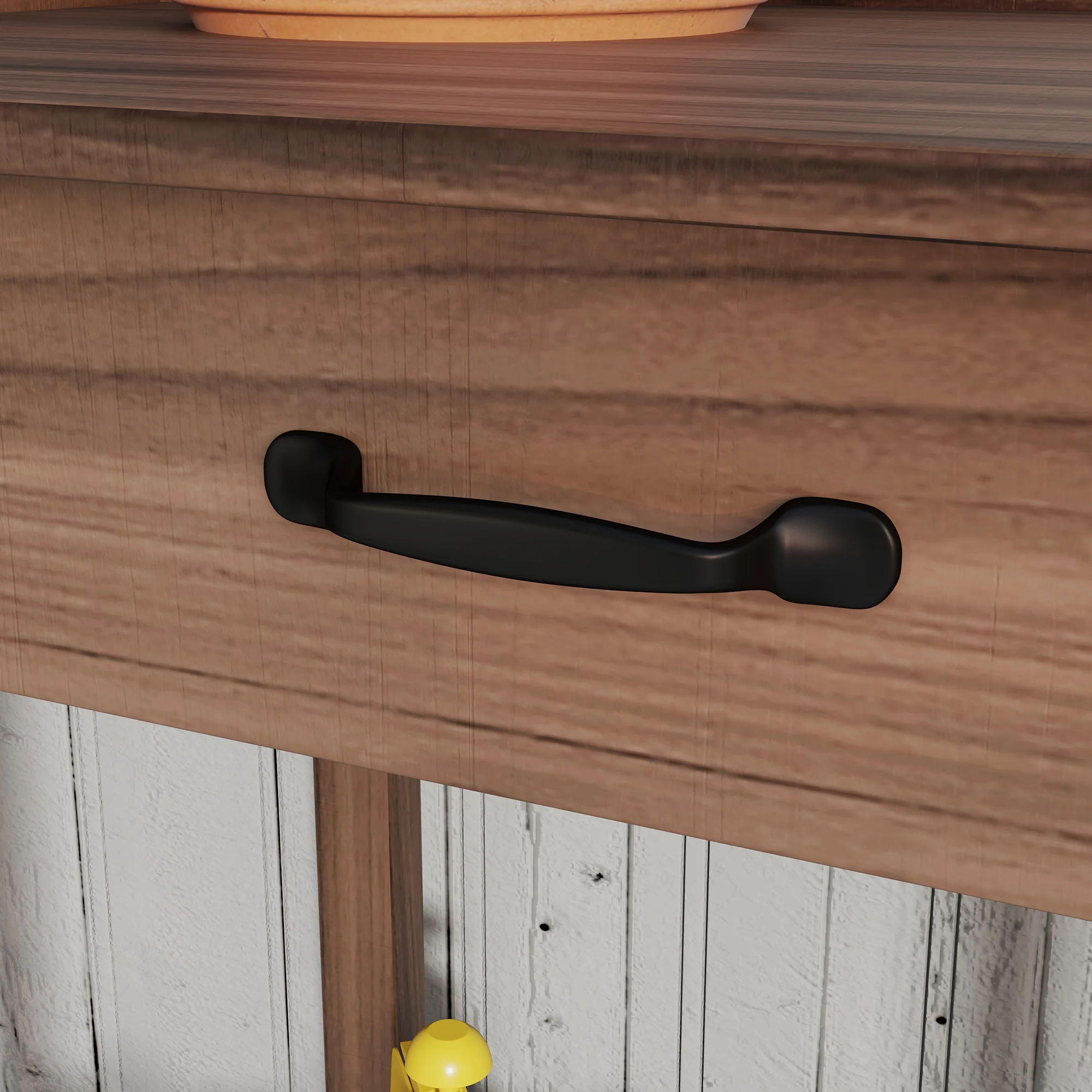 Potting Bench Table with Storage Shelves, Removable Sink, Faucet and Drawer, Dark Brown - Image 11