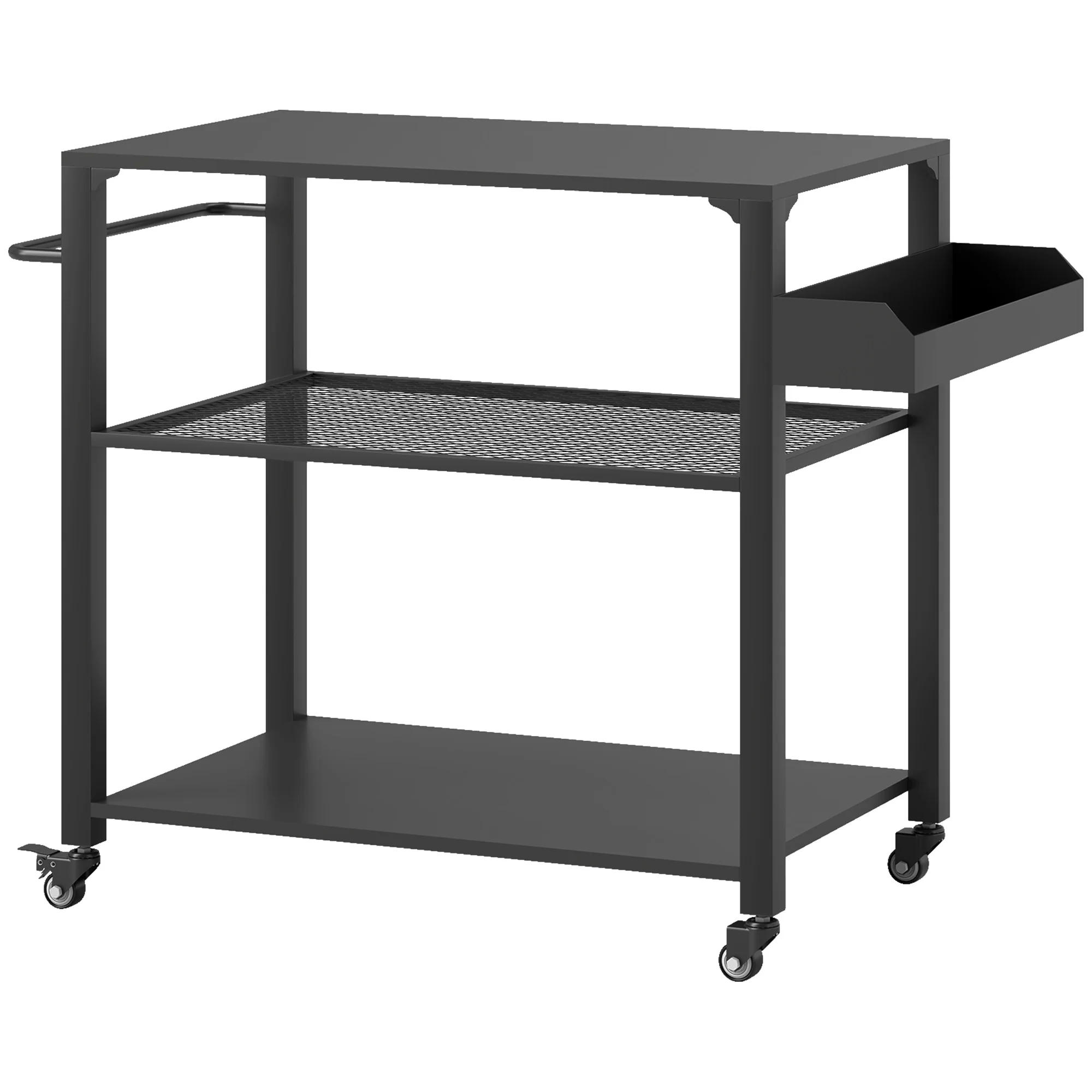 3-Tier Outdoor Grill Cart with Storage Racks & Pizza Oven on Wheels, 31.5" x 19.7" - Image 12