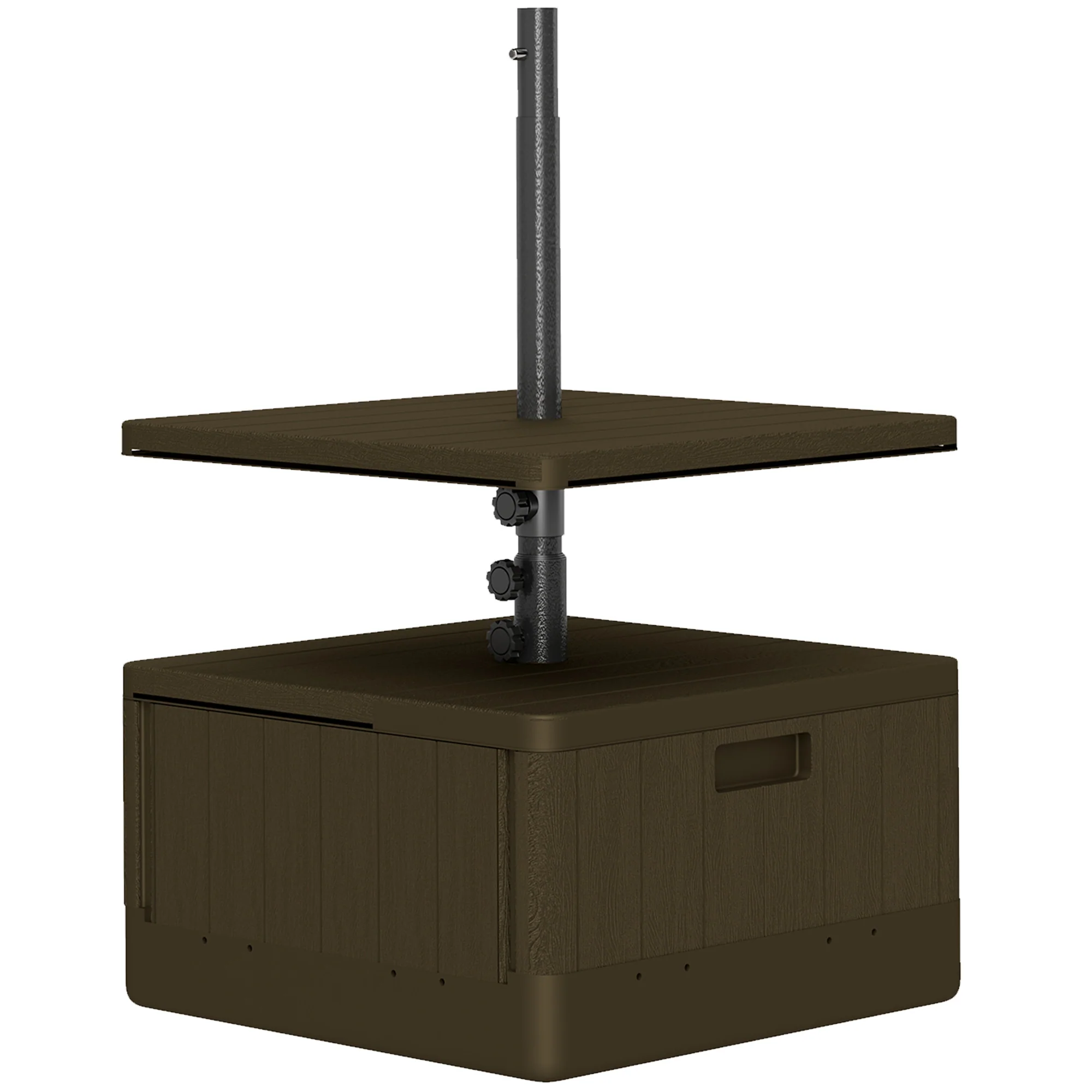 Heavy-Duty 176lbs Capacity Umbrella Stand with Wheels, Handles, Table Tray - Brown - Image 12