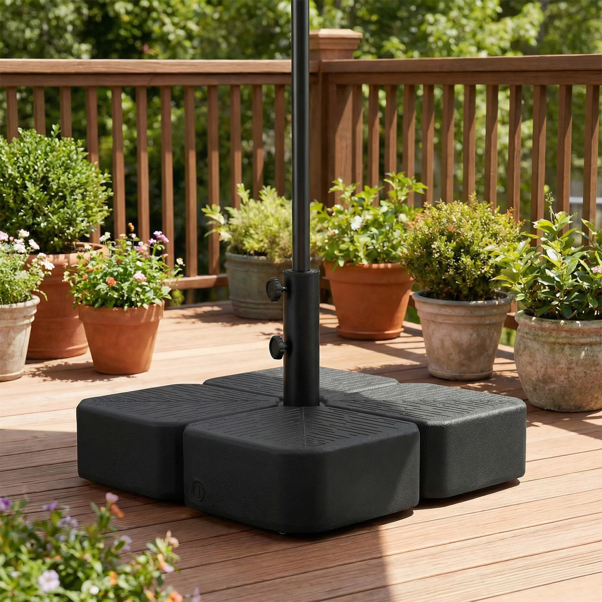 Patio Umbrella Base with Wheels, Square Heavy Duty Umbrella Stand Holder, 70 lbs Water or 88 lbs Sand Filled,  for 1.5"/1.9" Poles for Lawn, Outdoor, Black - Image 11