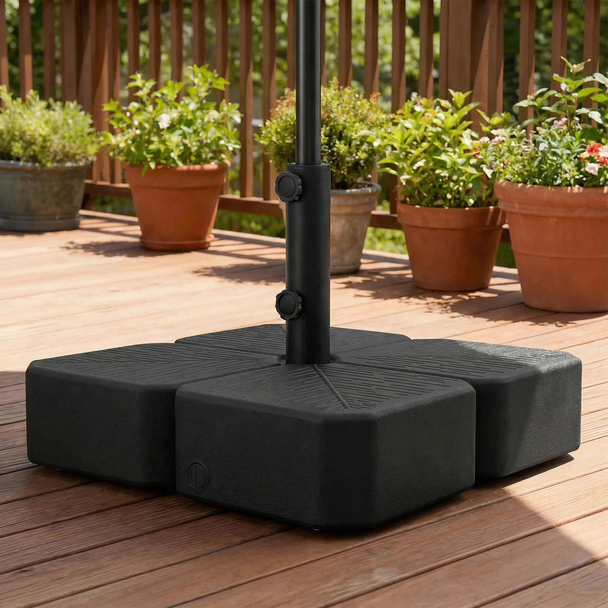 Patio Umbrella Base with Wheels, Square Heavy Duty Umbrella Stand Holder, 70 lbs Water or 88 lbs Sand Filled,  for 1.5"/1.9" Poles for Lawn, Outdoor, Black - Image 4
