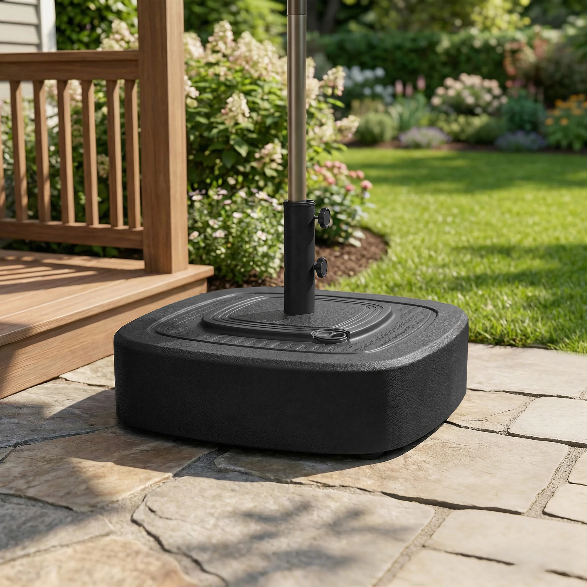 Patio Umbrella Base with Wheels, Umbrella Stand with 110 lbs. Sand or 86 lbs. Water Filled, Outdoor Umbrella Stand Holder for 1.5"/1.9" Poles for Lawn, Poolside, Black - Image 11