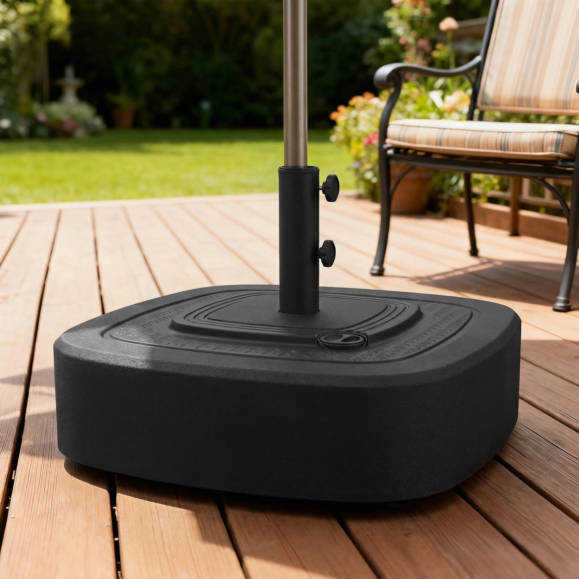 Patio Umbrella Base with Wheels, Umbrella Stand with 110 lbs. Sand or 86 lbs. Water Filled, Outdoor Umbrella Stand Holder for 1.5"/1.9" Poles for Lawn, Poolside, Black - Image 3