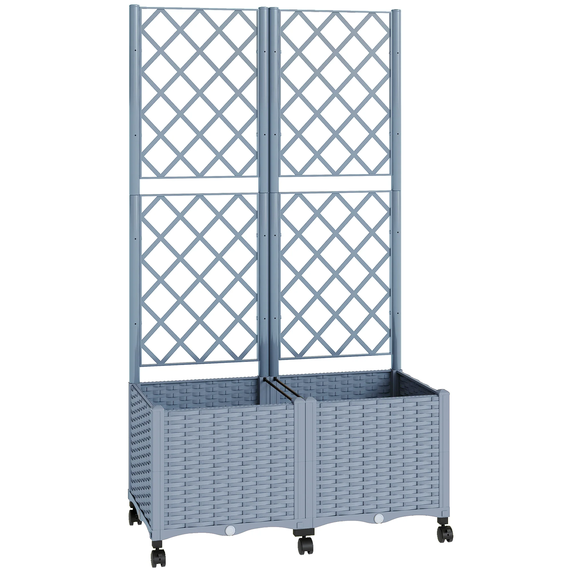 Planter Box with Trellis, Self Watering Raised Garden Bed with Lockable Wheels, 56.3" Trellis Privacy Planter with Drainage Holes for Climbing Plants, Vines, Vegetables, Flowers, Gray - Image 12