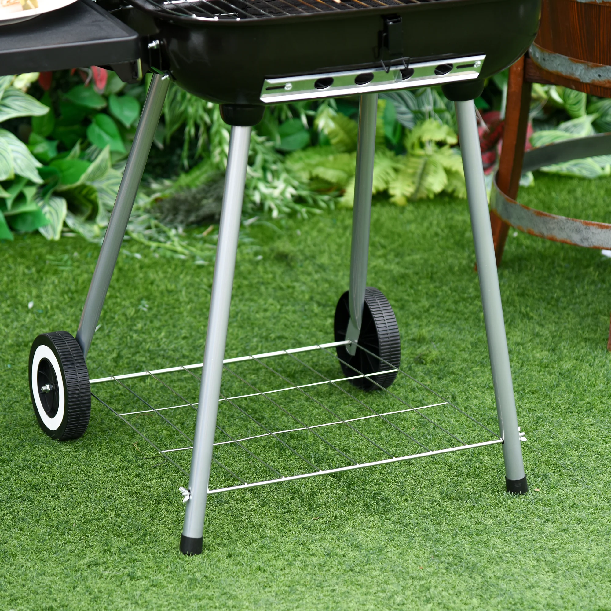 Portable Charcoal Grill with Foldable Shelf and Adjustable Vents for Backyard Cooking, Black - Image 11