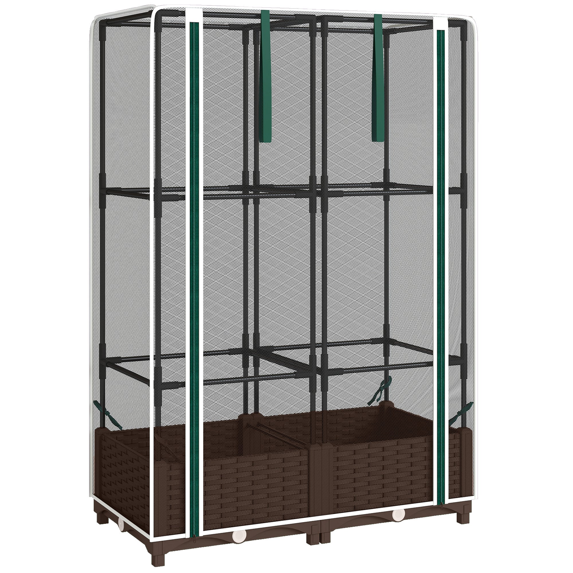 Raised Garden Bed with Trellis, 46.5"with Crop Cage for Outdoor Patio Climbing Plants, Vines, Vegetables, Flowers, White - Image 12