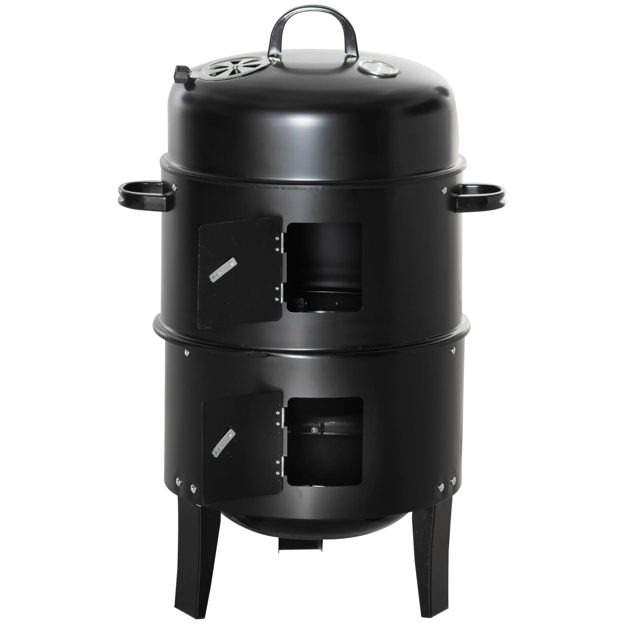 3-in-1 16" Vertical  Round Charcoal Barbecue Grill for Outdoor Camping Picnic, Black - Image 12